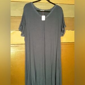 Ekouaer XXL Navy Blue Lace Short sleeve Beautiful & Girly Nightshirt